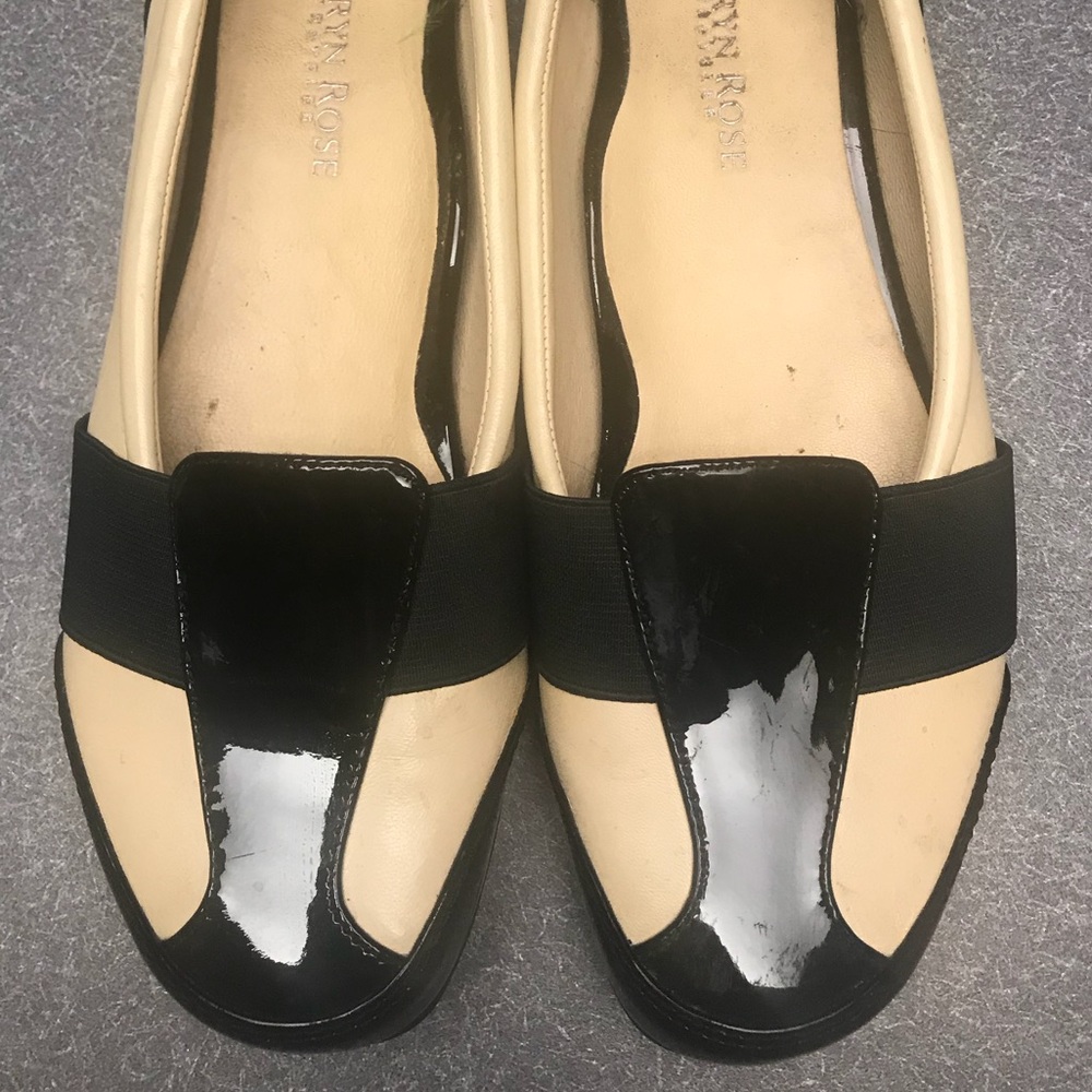 Taryn Rose cream and black loafers so comfortable